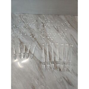 VTG Clear Plastic Snowflake & Prism Christmas Ornaments Nobility Hong Kong